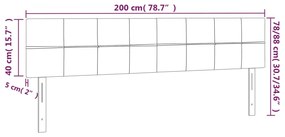 Cabeceira cama luzes LED tecido 200x5x78/88cm cinza-acastanhado