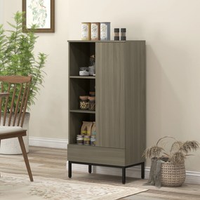 Aparador para Sala Moderno com Gaveta Prateleira Ajustável e 3 Compartimentos Abertos 60x34x121 cm Madeira