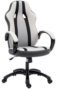 HOMCOM Cadeira Gaming com Altura Ajustável e Suporte Lombar para Casa Escritório 61x63x111-120,5 cm Cinzento | Aosom Portugal