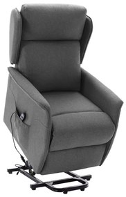 vidaXL Poltrona elevatória tecido cinzento-claro