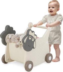 Andador de bebé 3+ anos em forma de ovelha com 4 rodas para desenvolvimento de habilidades 57 x 43 x 49 cm Branco + Cinzento