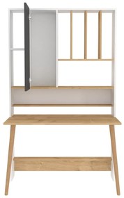 Secretária de Estudo Wood - Branca e Carvalho - 120x60x196,6 cm