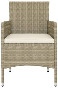 5 pcs conjunto lounge de jardim vime PE bege