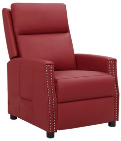 vidaXL Poltrona reclinável couro artificial vermelho tinto