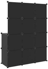 Armário de arrumação infantil com 10 cubos PP preto