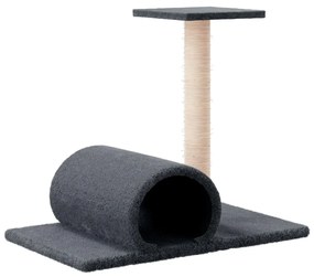 Poste arranhador para gatos com túnel 60x34,5x50cm cinza-escuro