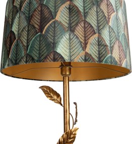 Candeeiro de pé dourado com abajur com design de folha e interior dourado 50cm - Linden