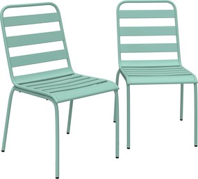 Outsunny Conjunto de 2 Cadeiras de Jardim Empilháveis em Metal para Terraço, Varanda, Jardim, Verde | Aosom Portugal