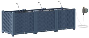 Jardineiras vidaXL com sistema de irrigação 3 pcs Cinza