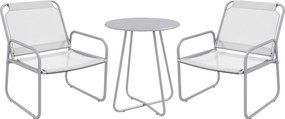 Outsunny Conjunto de móveis de jardim 3 peças, 2 cadeiras com revestimento em tecido respirável, 1 mesa redonda Ø60 cm, cinza claro | Aosom Portugal