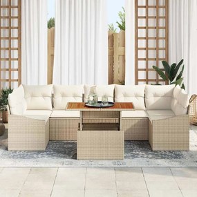 Conjunto de Jantar de Jardim com 8 Peças e Almofadas em Rattan Poliést
