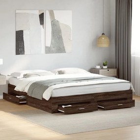 vidaXL Estrutura cama c/ gavetas derivados madeira carvalho castanho