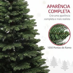 Árvore de Natal Artificial 180 cm com 1050 Ramos e Base de Aço Dobrável Montagem Rápida para Interior Ø120x180 cm Verde