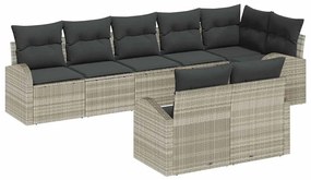 Conjunto de Sofá de Jardim vidaXL 8 Peças com Almofadas Cinza Claro em