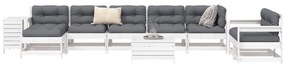10 pcs conjunto sofás de jardim madeira de pinho maciço branco