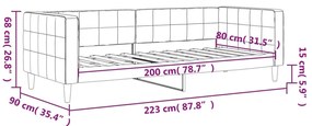 Sofá-cama 80x200 cm veludo amarelo