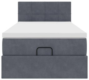 moldura de cama otomana vidaXL com colchão cinza escuro veludo