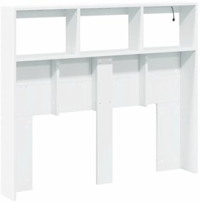 Armário de cabeceira com luzes LED 120x17x102 cm branco