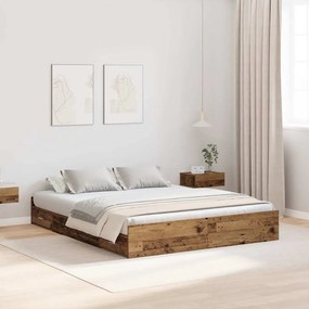 vidaXL Estrado de cama com arrumação Madeira antiga 140 x 200 cm