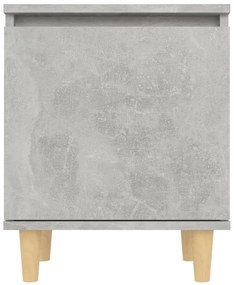 Mesa cabeceira c/ pernas de madeira 40x30x50cm cinzento cimento