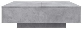 Mesa de centro com luzes LED 100x100x31 cm cinzento cimento