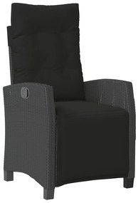 7 pcs conjunto de jantar p/ jardim c/ almofadões vime PE preto