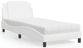 Cama com colchão 90x200 cm couro artificial branco