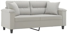 Sofá 2 lugares c/ almofadas 140 cm microfibra cinzento-claro