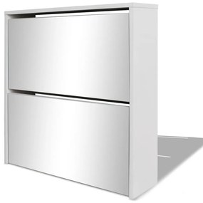 Sapateira de 2 divisórias com espelho 63x17x67cm branco