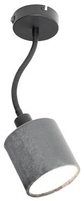 Luminária de parede preta com interruptor cinza e braço flexível - Merwe Moderno