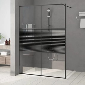 vidaXL Divisória de chuveiro 140x195 cm vidro transparente ESG preto