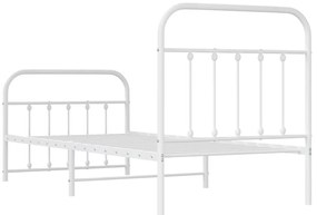 Estrutura de cama com cabeceira e pés 90x200 cm metal branco