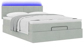 Estrutura de cama otomana com colchão 140x190 cm cinzento claro
