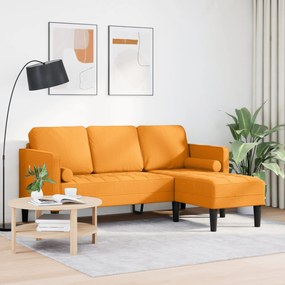 Sofá L em forma de L para 3 pessoas vidaXL Amarelo Escuro 160 cm Tecid