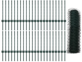 Postes de Cerca vidaXL 11 pcs U-Channel Verde 60 cm Aço