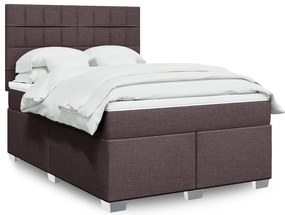 Cama com molas/colchão 140x200 cm tecido castanho-escuro