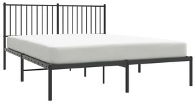 Estrutura de cama em metal com cabeceira 150x200 cm preto