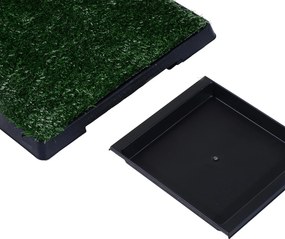 Sanita para Cães com Relva Artificial e Bandeja Sanita Interior para Animais de Estimação com Bandeja Lavável 51x63x6 cm Verde