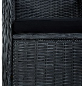9 pcs conj. jantar exterior c/ almofadões vime PE cinza-escuro