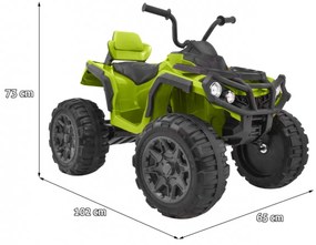 Moto 4 elétrica para crianças 12V 2x45W ATV com Rodas Espuma EVA, Assento couro ecológico, som Crianças Até 30Kg Verde