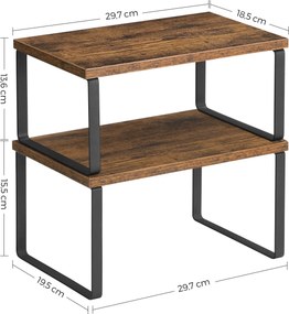 Conjunto de 2 prateleiras de cozinha para especiarias em castanho vintage e preto