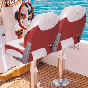 Conjunto de 2 cadeiras de barco dobráveis ​​com faixa de fixação de encosto baixo Assento ergonômico para iate com espuma 50 x 42 x 52 cm vermelho e b