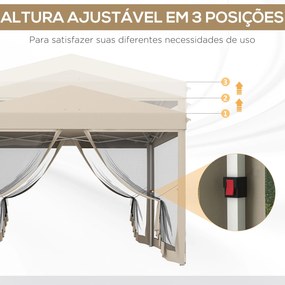 Tenda Dobrável 3x3 para Exterior Tenda Portátil de Jardim com Mosquite