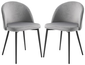HOMCOM Conjunto de 2 Cadeiras de Sala de Jantar com Asento e Encosto Acolchoados Estofadas em Veludo 49x50x77 cm Cinza | Aosom Portugal