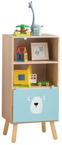 Estante infantil de 3 prateleiras com gavetas e compartimentos para brinquedos e livros 40,5 x 29 x 85 cm Natural