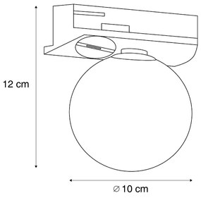 Plafon Moderno Preto com Vidro Branco para Sistema de Trilho Monofásico - Iconic Perle Moderno