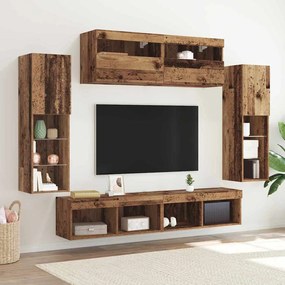 vidaXL Conjunto de Gabinete de Parede para TV 6 pcs Madeira antiga