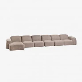 Sofá Modular Bastian De 6 Peças Com Chaise Longue À Esquerda Bouclé Castanho Moca - Sklum
