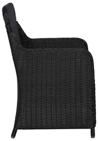 Cadeiras de exterior c/ almofadões 2 pcs vime PE preto