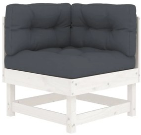 Sofás de canto com almofadões 2 pcs pinho maciço branco